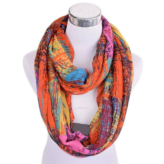 TELOLY Scarf for Women,Plaid Print Scarf,Bali Gauze Infinity Scarf for Women,Orange