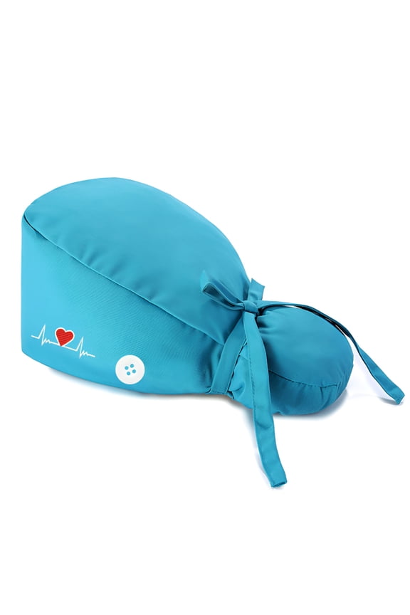 Scrub Caps Women Men Dentist Nursing Hats Bouffant Nurse Hats Ponytail Turban Hats with Buttons Working Hat with Adjustable Tie Sweatband,Sky Blue One Size