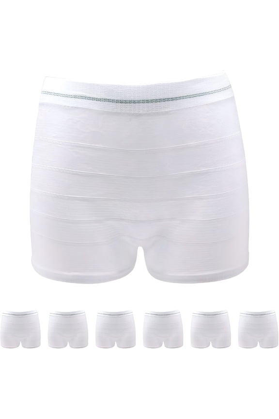 Seamless Mesh Postpartum Underwear Natural C-Section Delivery Post Surgical Recovery Disposable Women's Panties White-6pack X-Large