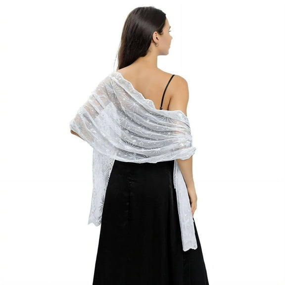 TELOLY Shawl Wraps for Women,Perfect for Wedding Gowns and Evening Dresses Shawls for Women,Versatile Design for Various Occasions Shawls and Wraps for Evening Dresses,White