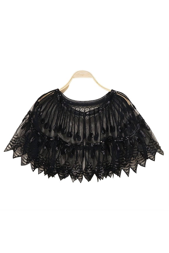 Shawl Wraps for Women,Dazzling Sequin Embellishments Shawls for Women,Sweet Poncho-Style Cut Shawls and Wraps for Evening Dresses,Black