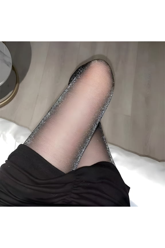 Shiny Tights Sparkle Night Party Silver Glitter Stockings Pantyhose