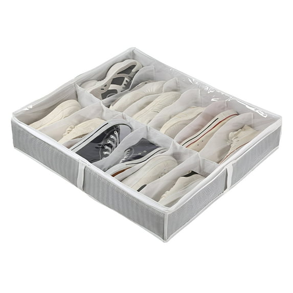 TELOLY Shoe Boxes Anti-Mold Nonwoven Shoe Boxes Effortless ZiPPer Action Shoe Boxes Clear Plastic Stackable Style4