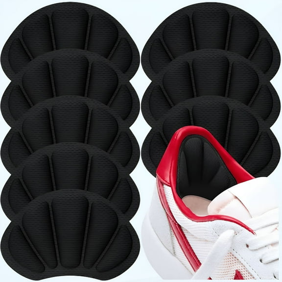 TELOLY Shoe Heel Inserts, 8 Pcs Mesh Self-Adhesive Heel Cushion Pads for Back of Heel, Heel Cushion Inserts Prevent Shoes Too Big for Women Men, Black