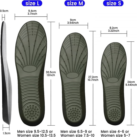 TELOLY Shoe Insoles, Memory Foam Insoles, Providing Excellent Shock Absorption and Cushioning for Feet Relief, Comfortable Insoles for Men and Women for Everyday Use, M [Us M: 6.5-9/W: 7.5-10]