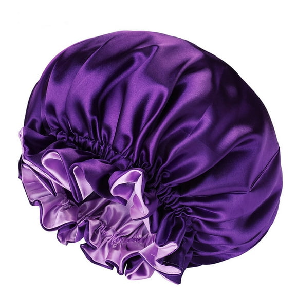 TELOLY Shower Cap Satin Hair Bonnet Large Bonnet for Sleeping,Purple