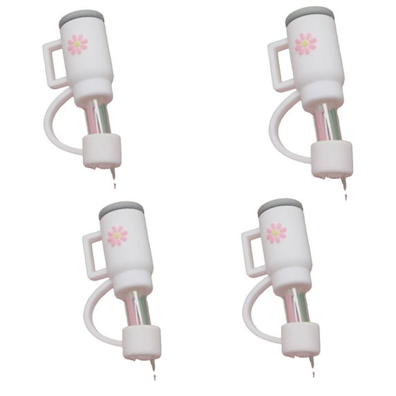 CCOCC Straw Toppers,Cute Pink Flower Silicone Straw Covers,Safe and Hygienic Straw Caps,Ideal for 10mm Straws