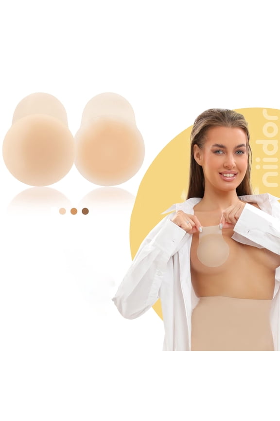 Silicone Nipple Covers with Breast Lift Tape, Reusable Pasties for Women, Includes Travel Case