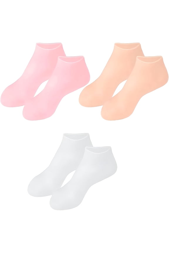 Silicone Socks for Women, Silicone Heel Socks Aloe Socks Pedicure Socks Moisturizing Socks SPA Socks for Cracked Feet, 3pair (L, Mixed Color)