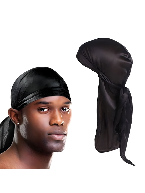 Silk Durag Long Tail Headwraps Satin Elastic Durag for Men Women Waves Silky