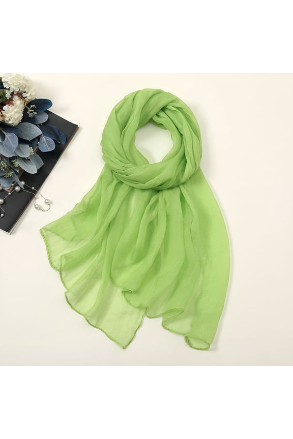 Silk Scarf, Scarves for Women Lightweight Women Summer Casual Colorful Multicolor Solid Color Chiffon Thin Regular Silk Scarf Sunscreen Scarf Neck Scarf, Mint Green