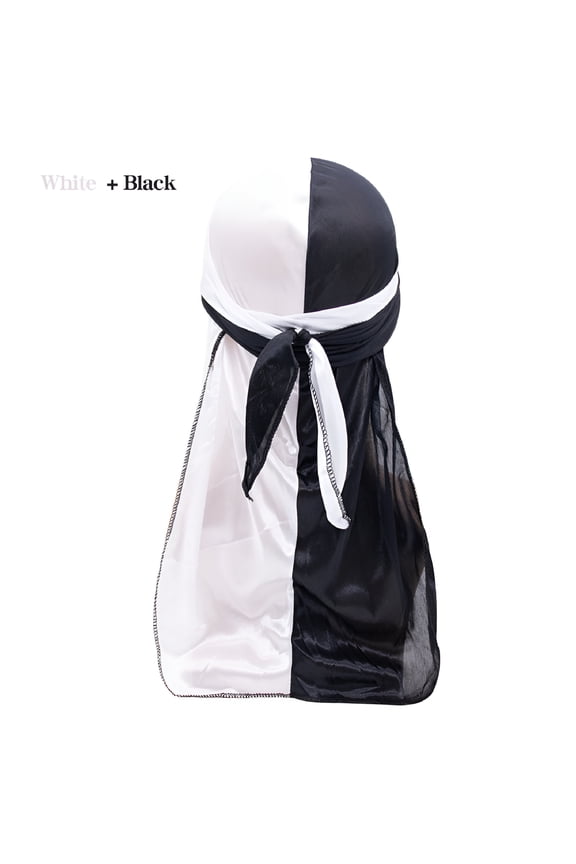 2026 New Silky Durag Caps, Two Tone Pirate Caps, Long-Tail Headwraps Wide Straps Turban for Men Boys, Multicoloured