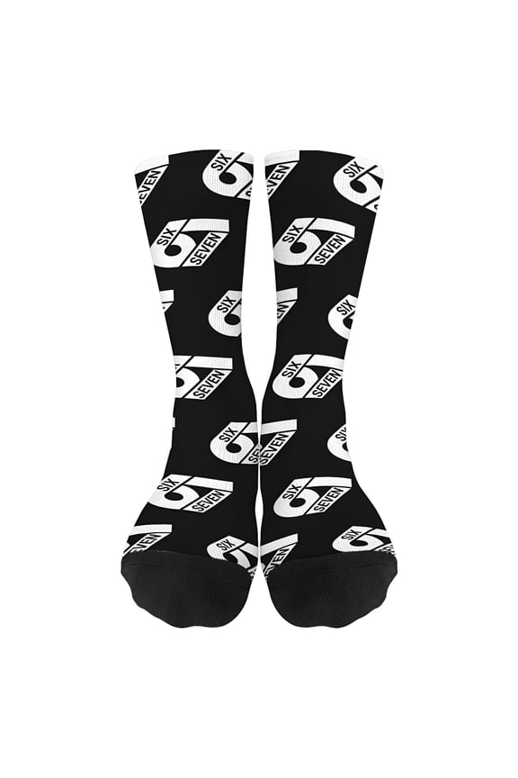 Six Seven Socks Meme Design Funny Sock for Mom Gray (1Pack)
