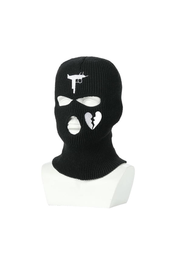 Ski Mask,Clear Embroidery Ski Mask for Men,Stylish and Comfortable Full Face Mask,Black