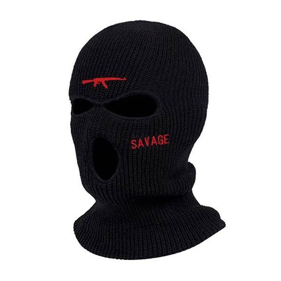 TELOLY Ski Mask,Fine Embroidery Ski Mask for Men,Thickened Inside Full Face Mask,Black