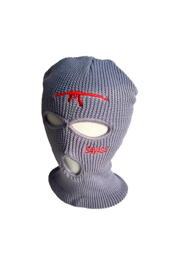 Ski Mask,Fine Embroidery Ski Mask for Men,Thickened Inside Full Face Mask,Gray