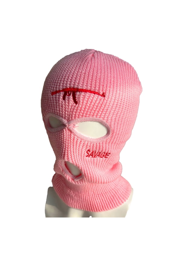 Ski Mask,Fine Embroidery Ski Mask for Men,Thickened Inside Full Face Mask,Pink