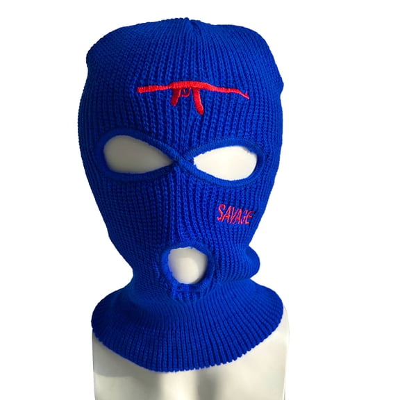 TELOLY Ski Mask,Fine Embroidery Ski Mask for Men,Thickened Inside Full Face Mask,Royal Blue