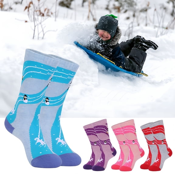 TELOLY Ski Socks Kids Winter Warm Thermal Snow Socks, Skiing Snowboarding Skating for Toddler Boys and Girls, Kids Ski Socks