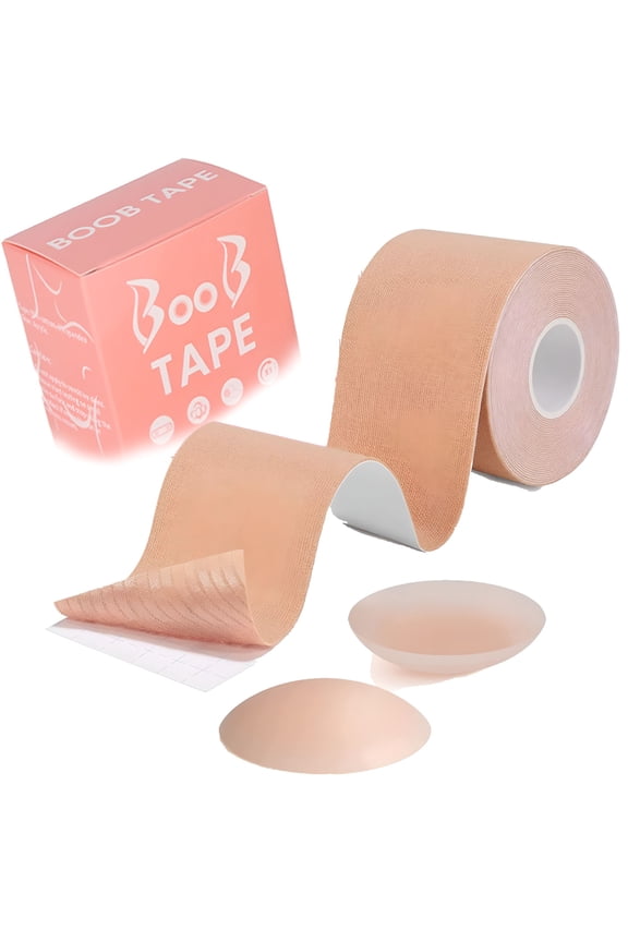 Skin Boob Tape with 2 Nipple Covers, Body Tape for Large Breasts, Self-Adhesive Strapless Tape