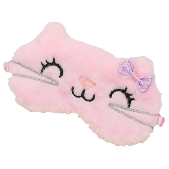 TELOLY Sleep Mask,Breathable Plush Eye Mask for Sleeping,High-Stretch Blindfold,Pink Cat