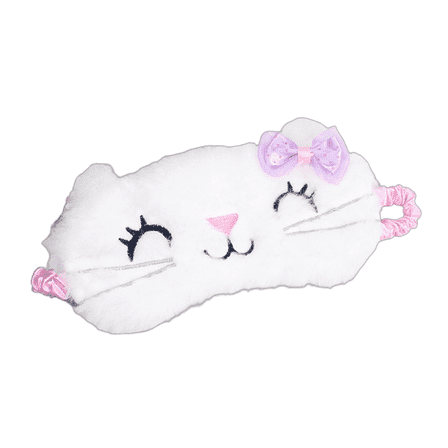 TELOLY Sleep Mask,Breathable Plush Eye Mask for Sleeping,High-Stretch Blindfold,White Cat