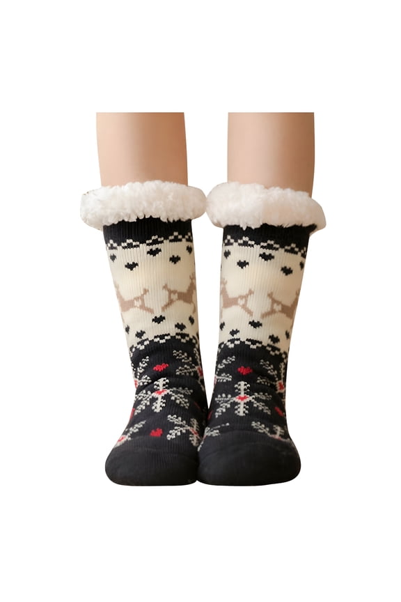 Slipper Socks for Women with Gripper Winter Non Slip Thick Fuzzy Socks Warm Cozy Christmas Gift