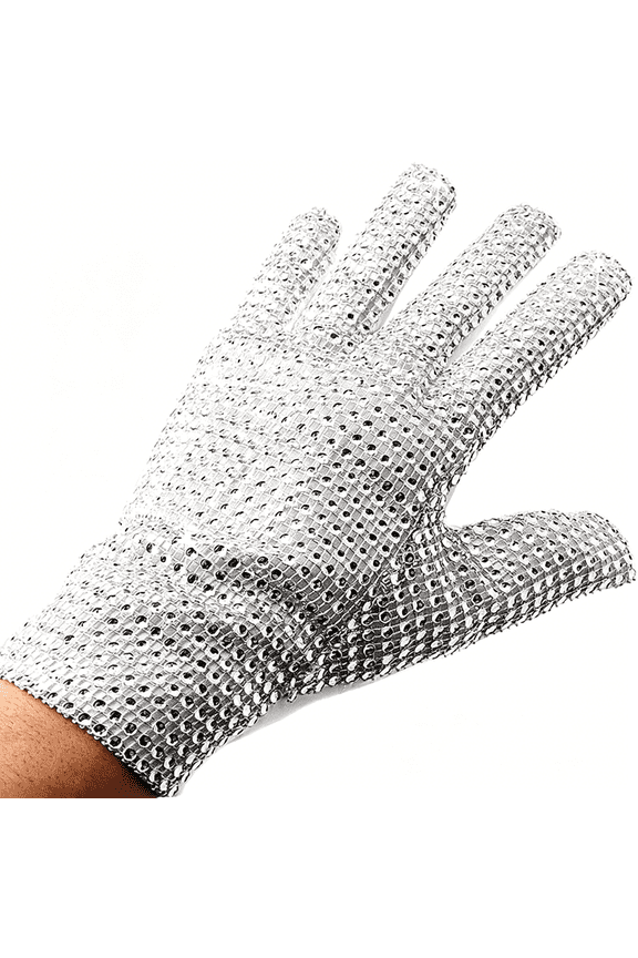 Sliver Shiny Punk Glove for Collection,Twinkling Plastic Sew Onto Glove,Adults Punk Gloves Men