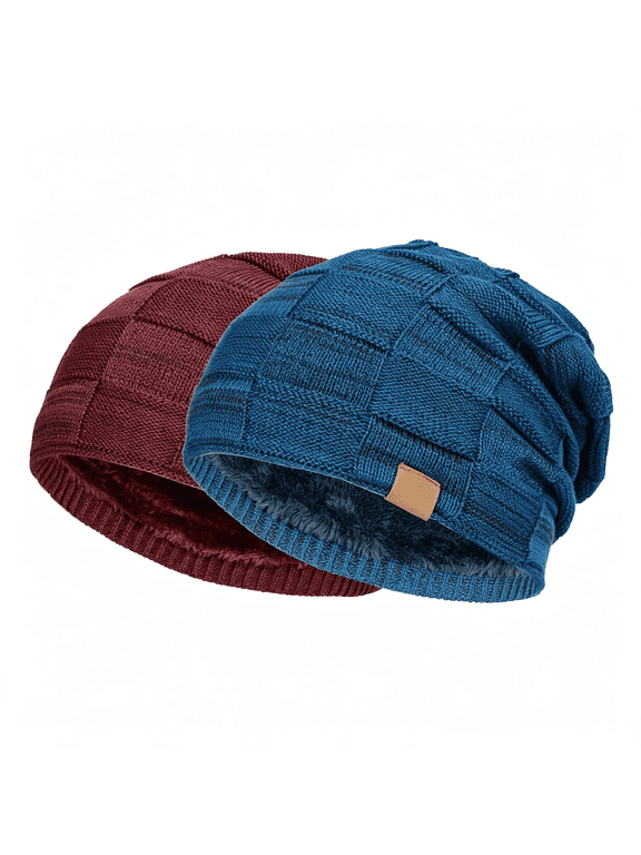 Slouchy Beanie for Men Winter Hats for Guys Cool Beanies Mens Lined Knit Warm Thick Skully Stocking Binie Hatpair Winter Beanie
