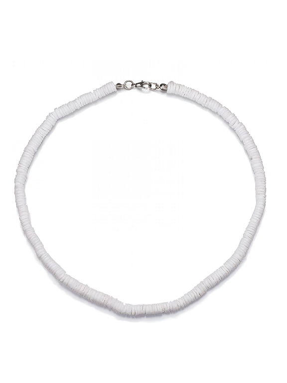 Smooth White Puka Shell Necklace Beach Surfer Choker Fashion Natural Boho Sea Shell Cowrie Beach Choker Women Necklace (Style 04 - L)