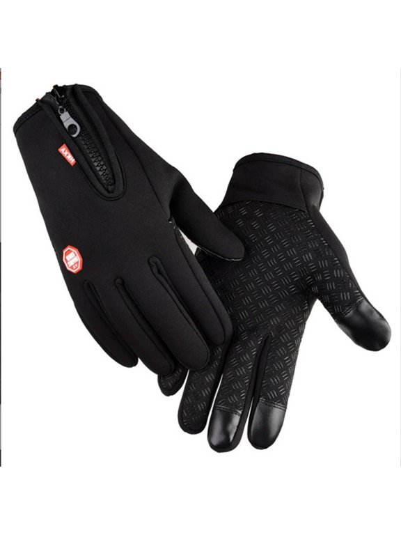 Snow Gloves Soft Fleece Lining Winter Gloves Men Windproof Design Driving Gloves Men Keeps Hands Warm Black Upgraded Version