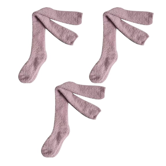 TELOLY Socks Ankle with Fleece Lining Wool Socks for Women Fit the Feet Easy to Clean Knee High Stockings,Style7-Red
