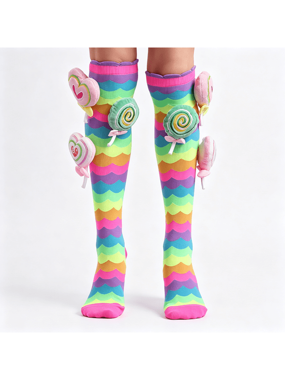 Socks for Kids Girls 3D Silly Wacky Funny Socks Knee High | Stretch Girls Socks 5-16 Years Long Socks,Halloween Christmas Birthday Easter Party Gift School Wear Sock Day