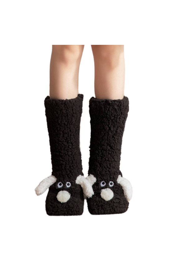 Socks Upgrade Inner Lining Socks for Women Easy to Clean Anti-Slip Wool Socks,Black