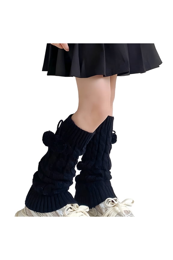 Socks for Teen Girls Ankle Heap Knit Long Socks Boot Socks Leg Warmer Fall and Winter Underwear for Girls Black Size 3-15