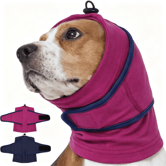 TELOLY Soft Dog Calming Hoodie Ear Wraps for Fireworks,Adjustable Dog Ear Wrap Hematoma Protection,No Flap Ear Wraps for Dogs Bathing,Purple Xl