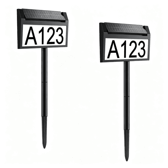 TELOLY Solar Address Sign, 3 Colors-In-1 Waterproof Mailbox Number Plaque for Outside, Double-Sided Light-Emitting Mailbox Topper, House Numbers for Outside (No-Drilling Option Available)
