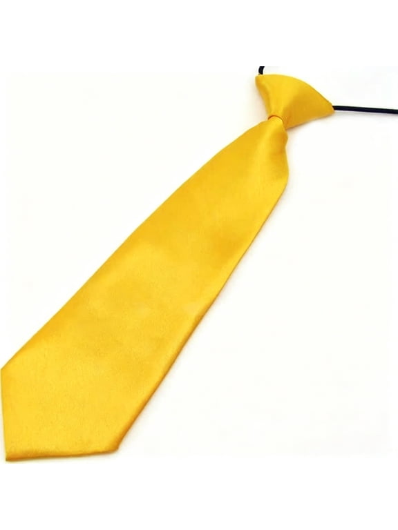 Solid Lemon Yellow Boy'S 11" Clip on Tie Age 3 to 6 Years Old,Easy to Wear Adjustable Kids Formal Tie for Weddings,Parties and School Events