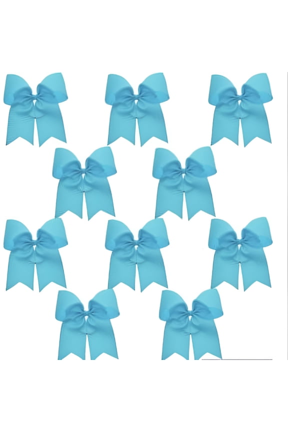Solid Plain Basic Bulk Lot Wholesale Bundle Cheer Dance Softball Bows - Turquoise