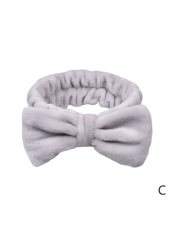 Spa Headband Bow Hair Band Facial Makeup Soft Elastic Coral Fleece Hair Wraps Hairlace Turban For Shower Washing Face Headwear Hair Holder Accessories For Women Girls