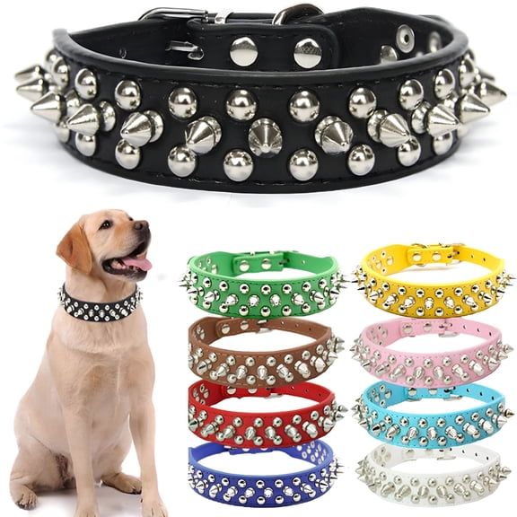 TELOLY Spiked Studded Rivet Leather Dog Collar for Cats Puppy Small Medium Pets
