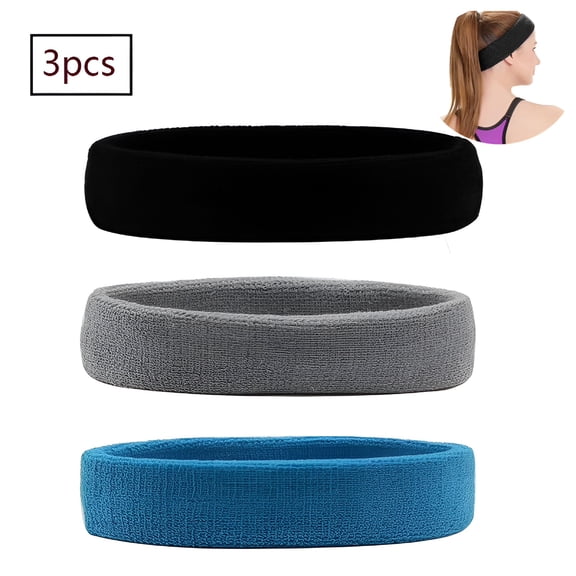 TELOLY Sport Headband Women Men Sweatbands Head Forehead Cotton Terry Cloth Headband Sport For Running Bike Jogging Tennis Soccer
