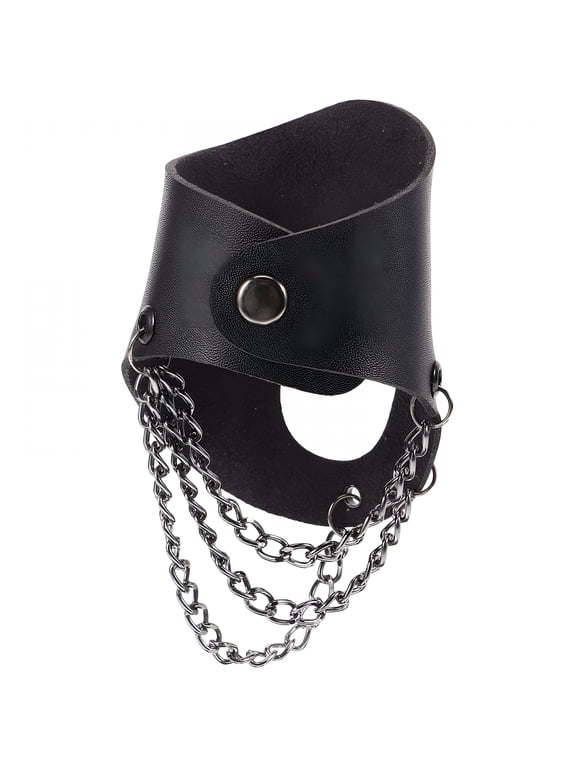 Steampunk Gothic Fingerless Leather Gloves for Men Steampunk Gloves - Black