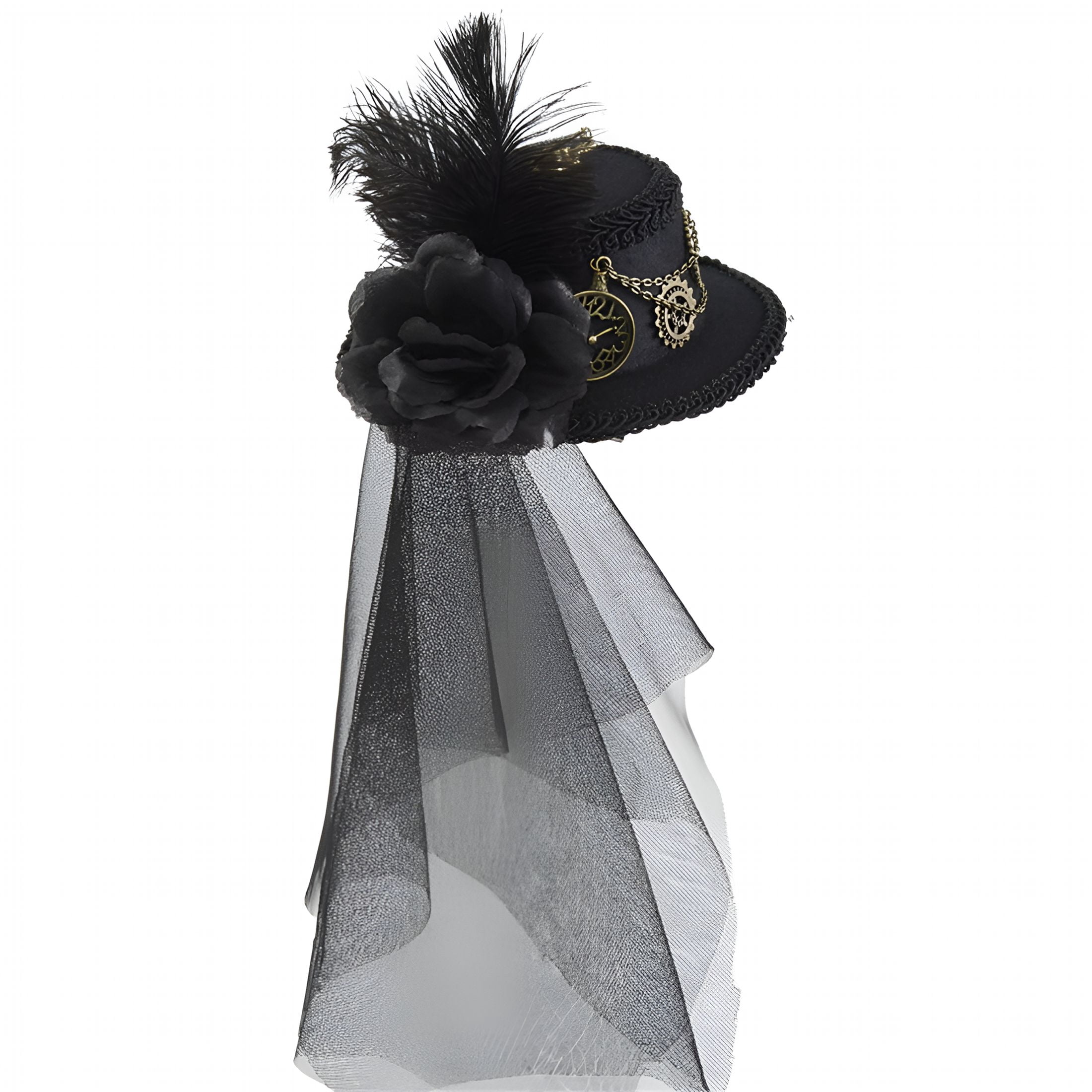 Women\'s Veil Fascinators  Mini Top Hats Victorian Wedding Percher Top Hat, Birdcage Veil Fascinator  main image 2