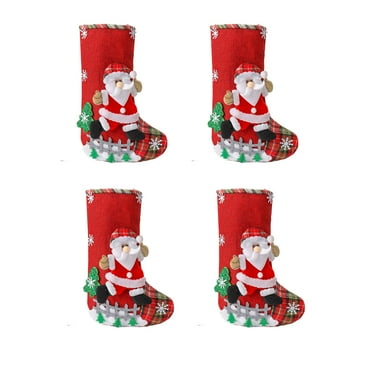 TELOLY Stockings,Colorful Festive Christmas Stocking,Vibrant Holiday Decoration,Fun Family Party Ornament,Linen Santa 31*19cm