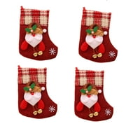 TELOLY Stockings,Ornaments to Add Holiday Atmosphere Christmas Stocking,Ideal Gift for Loved Ones and Friends Christmas Decoration,Santa with Bell Socks 20*15cm
