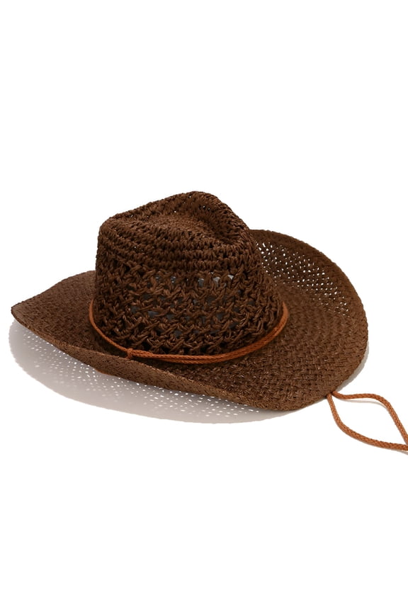 Straw Hats for Men with Wide-Brim Sun Protection Cowboy Visor Hat Mens Casual Solid Color Drawstring Breathable Summer Cap Straw Cowboy Hat