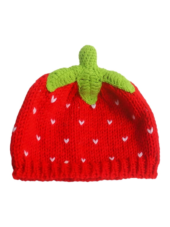 Strawberry Hat Knitted Hat Red Fruit Casual Versatile Girl Decorative Women Headgear Strawberry Cap Winter Warm Hat