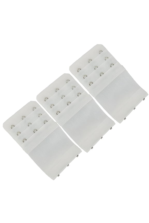 Stretch Elastic Bra Extender, 3-Hook, White (3-Pack)