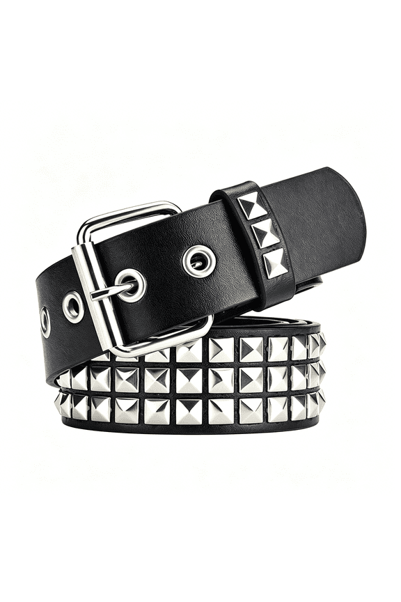 Studded Belt, Metal Punk Rock Rivet Studded Belt with Bright Pyramid Studded for Women Men